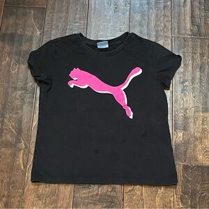 Puma Kids Black T-Shirt with Pink Logo